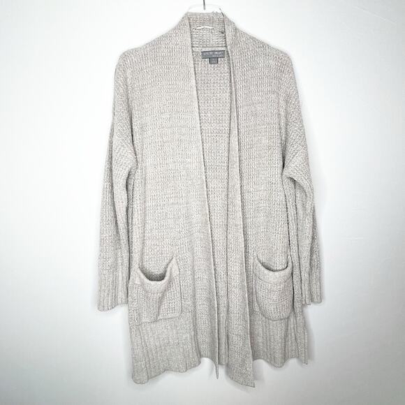 Barefoot Dream Gray Waffle Knit Cardigan Sweater Size XL - Picture 1 of 6